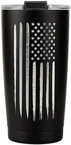 Military Gift Shop 20oz American Flag Tumbler, Insulated Steel USA Coffee Mug with Lid | Disabled Vet Owned Business | Flag 20 oz by Military+Gift+Shop