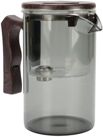 Glass Teapot with Fine Mesh Strainer Heatproof Borosilicate Body Wood Handle 750ml Cold Brew Loose Leaf Tea Maker for Hot or Iced Tea Grey - Image 3