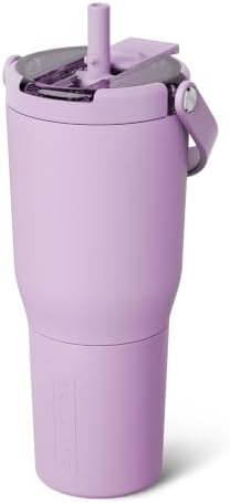 BrüMate Resa Flip 35oz Travel Tumbler with Covered Flip Down Straw | 100% Leakproof Water Bottle | Made of Insulated Stainless Steel | Cup Holder Friendly Silicone Base | 35oz (Lavender) by Br%C3%BCMate