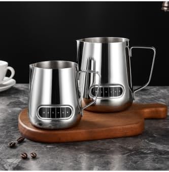 Stainless Steel Milk Frothing Pitcher 17 fl oz, Graduated Measurement Markings, Coffee Latte Art Steaming Jug, Polished Finish, Durable Kitchen Tool for Baristas and Home Use - Silver - Image 2