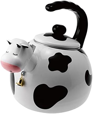 Whistling Tea Kettle for Stove Top Enamel on Steel Teakettle, Supreme Housewares Cow Design Teapot Water Kettle Cute Kitchen Accessories Teteras (2.3 Quart, Cow) by SupremeHousewares
