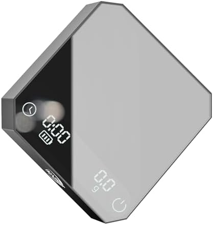 IKAPE Mini Digital Coffee Scale with Timer, 2kg/0.1g Precision, Rechargeable, Drip Espresso & Pour-Over, Tare Function, LED Display (Deep Black) by IKAPE
