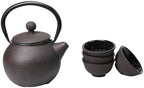 Ebros Gift Traditional Oriental Tetsubin Small Cast Iron 10oz Teapot With Strainer And 4 Mini Tea Cups 1oz Asian Fusion Housewarming Tea Service Drinkware Accent (Textured Dark Brown) - Image 4