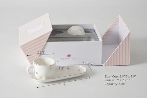 Pampa Bay Heart To Heart Set of 2 Espresso Cups & Saucers - Image 2