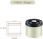 Vacuum Sealed Coffee Canister, 304 Stainless Steel, Airtight Press Type Lid, for Coffee Beans, Tea, Nuts (Beige, 1100, Milliliters) - Image 2