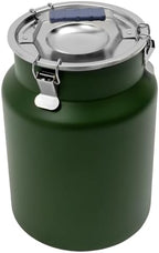 12L/3.17Gal Stainless Steel Airtight Canister Round Green Food Storage Canisters with Airtight Lid&Locking Clamp Rice Cereal Grain Canisters Container Bucket for Rice Milk Jug Coffee Bean Storage by DUTTIETY