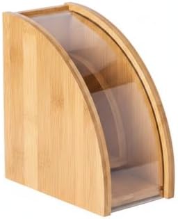 Vertical Coffee Filter Storage Box for Pour Over, Bamboo & PP Plastic Holder for Cone Filters by Unknown