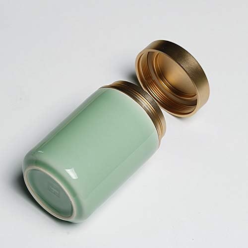 Tea Tins Caddy 2PCS Canister set with Airtight Lids Porcelain Can Home Kitchen Canisters for Tea Coffee Sugar Storage Loose Leaf Tea (Green, 4 Inch) - Image 4