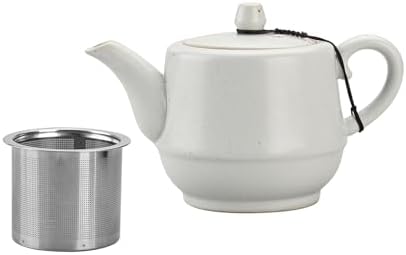 Rural Style Ceramic Teapot with Stainless Steel Infuser 16 OZ White - Image 2