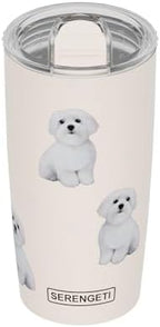 SERENGETI Maltese 20 Oz. Stainless Steel, Vacuum Insulated Tumbler with Spill Proof Lid - 3D Print - Insulated Travel mug for Hot or Cold Drinks (Maltese Tumbler) by ESPETS
