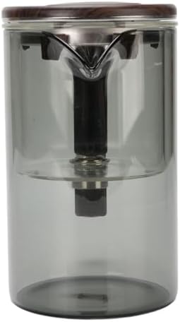 WALFRONT Glass Teapot with Strainer Heatproof Glass Tea Maker with Stainless Steel Infuser Removable Inner Liner Wood Handle Fine Filtration for Loose Leaf Tea Home Office (Grey 550ml) - Image 5