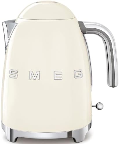 SMEG KLF03 Electric Kettle 1.7L (7 Cup), Retro Hot Water Boiler for Tea & Coffee, Fast Boiling, Auto Shut-Off, Soft Open Lid, 360° Swivel Base Countertop Kettle – Cream by Unknown