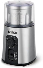 Salton Stainless Steel Smart Coffee Grinder, Electric Blade for Ground Coffee, Spices, Herbs, Nuts with Stainless Steel Blade, 80g/12 cup capacity (CG2123) by Salton