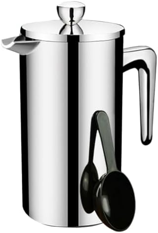 French Press Coffee Maker With 3-Layer Filter System Double Wall Insulated Stainless Steel Multifunction Brewed Coffee Pot With 1 Coffee Spoon And Cleaning Brush(/Silver B,350ml) by GIZNXBA