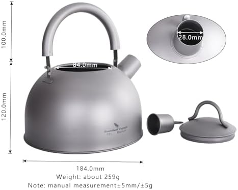 iBasingo 2L/ 67oz Titanium Whistling Tea Kettle for Gas Stove Ultralight Water Jug Outdoor Big Capacity Teapot Water Bottle with Folding Handle and Warning Buzzer for Camping Home Kitchen Ti3097D - Image 2