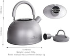 iBasingo 2L/ 67oz Titanium Whistling Tea Kettle for Gas Stove Ultralight Water Jug Outdoor Big Capacity Teapot Water Bottle with Folding Handle and Warning Buzzer for Camping Home Kitchen Ti3097D - Image 2
