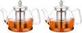 HIWARE 1000ml Glass Teapot with Removable Infuser, Stovetop Safe Tea Kettle, Blooming and Loose Leaf Tea Maker Set (Pack of 2) by HIWARE