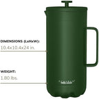 Scanpan TO GO French Press Coffee Maker 1.0L (Forest Green) + 4 Vacuum Cups 250 mL (Forest Green) - 18/8 Food Grade Stainless Steel - Scratch-Free Coating - Dishwasher Safe - Image 3