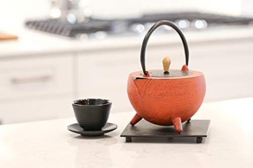 Frieling Pop Cast Iron Teapot with Stainless Steel Infuser, 34 Ounce, Red/Black - Image 3