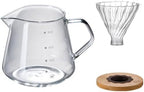 Pour Over Coffee Maker Set, 20.3 fl oz / 600 ml Manual Drip Coffee Carafe with Conical Glass Dripper and Wood Base, for Home, Office, Cafe, Clear Scale for 1 to 3 Cups by Unknown