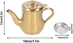 Stainless Steel Tea Pot with Filter, Rust Proof Durable Oil Strainer Pot 500ml Premium Gooseneck Kettle for Hotels Restaurants (Gold) - Image 2