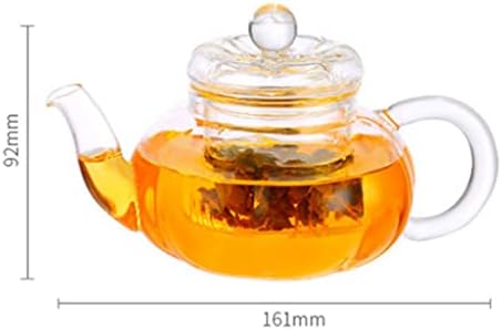 Glass Teapot 10oz with Vertical Stripes Clear Tea Kettle with Removable Glass Infuser 300ml Pumpkin Shape Tea Pot for Loose Leaf Teapot - Image 2