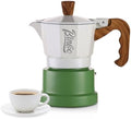 Bincoo MIni Triple Valve Moka Pot for One Person,Aluminium Stovetop Espresso Coffee Maker 1 Cup,High Pressure Rich Crema Moka Pot for Home Travel (White-green 1 cup) by Bincoo