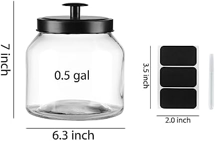 Hyperspace Glass Cookie Jar Food Container with Airtight Black Metal Lid, Medium, 3PCS - Image 3