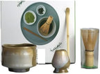 4PCS Hand Painted Traditional Pattern Matcha Tea Set Gift Bowl With Spout Whisk Holder Complete Kit(4-piece set E) - Image 2