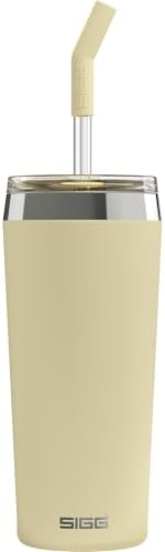 SIGG - Insulated Mug - Travel Mug Helia - With Durable Glass Straw & Cleaning Brush - Leakproof - BPA Free - 18/8 Stainless Steel - 15oz/20oz by SIGG