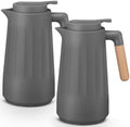 Ziliny 2 Pcs 34 oz Thermal Coffee Carafe for Keeping Hot/Cold Double Wall Vacuum Carafe with Insulated Glass Liner and Wood Handle Coffee Pot Container for Drinks Milk Tea Chocolates(Gray) by Ziliny