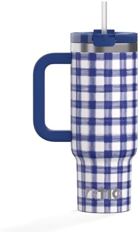 RTIC 30oz Road Trip Tumbler, Insulated, Ceramic Lined, Cobalt Gingham by RTIC