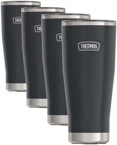 THERMOS ICON SERIES, Stainless Steel Tumbler with Slide Lock, Granite, 18 Ounces (Pack of 4) by Thermos