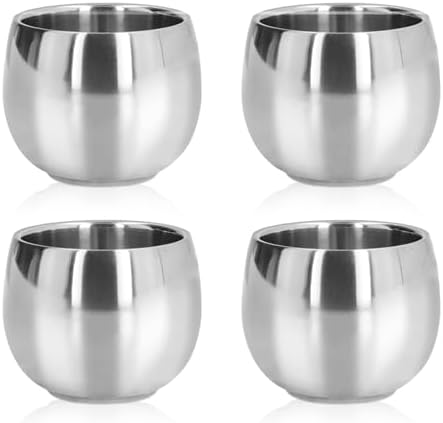 4Pcs Stainless Steel Coffee Cup, Camping Cup Coffee Mugs Tea Cups Double Walled Insulated Coffee Mug Reusable Metal Espresso Cup Mug Tea Cups by Unknown