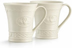 Belleek Classic Claddagh 10 oz Irish Coffee Mug Set, Handcrafted Parian China Ceramic Cups, Irish Symbol Design, Set of 2, White by Belleek