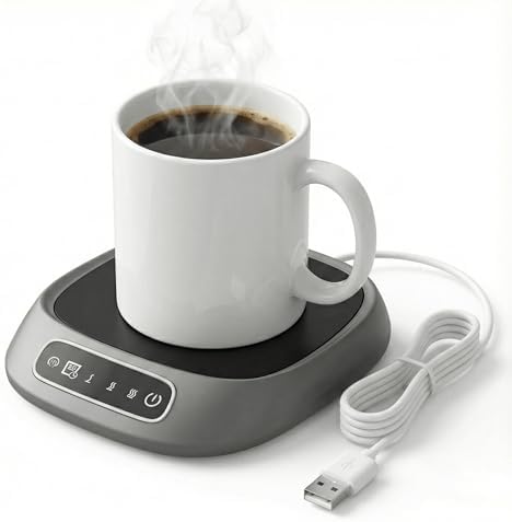 Coffee Mug Warmer for Desk & Travel - Portable Electric Cup Heater with 3 Temp Settings - Smart Beverage Warmer Coaster for Office, Home, and Outdoor Camping,Grey by Unknown