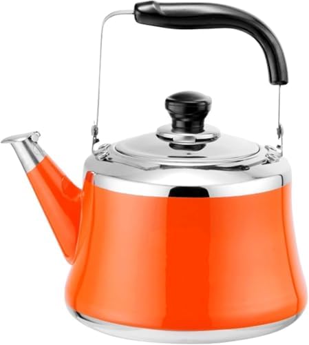 Small Tea Kettle with Infuser, Food Grade Stainless Steel Stovetop Teapot, Whistling Stove Top Kettle Induction Gas Tea Kettle for Gas Hob(Orange,1L) by Unknown