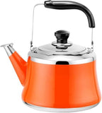 Small Tea Kettle with Infuser, Food Grade Stainless Steel Stovetop Teapot, Whistling Stove Top Kettle Induction Gas Tea Kettle for Gas Hob(Orange,2L) by Unknown