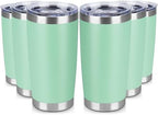 20 oz Tumbler Stainless Steel Tumblers Bulk with Lid Double Wall Insulated Coffee Tumbler Cups for Hot & Cold Drinks Powder Coated Travel Coffee Tumbler Mug Metal (Jade, 6 pack) by VQRRCKI