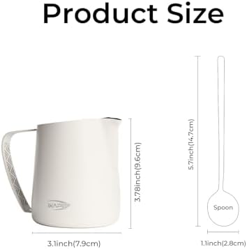 IKAPE Milk Frothing Pitcher 15.2oz Milk Frother Cup Espresso Milk Frothing Pitcher Stainless Steel Frothing Pitcher for Latte Art, Black - Image 2
