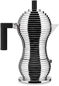 Alessi MDL02/6 B "Pulcina" Stove Top Espresso 6 Cup Coffee Maker in Aluminum Casting Handle And Knob in Pa, Black by Alessi