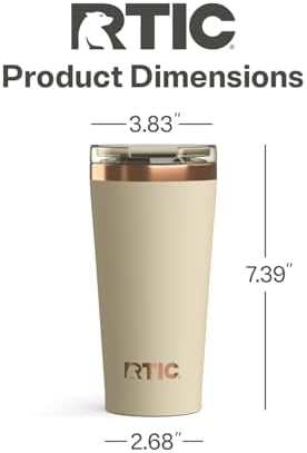 RTIC 18oz Pint Tumbler with Lid, Ceramic Lined, Dark Beach - Image 5