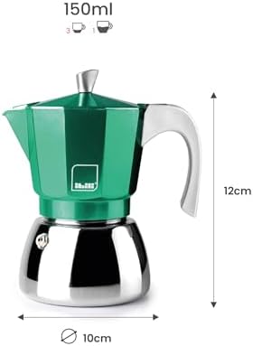 IBILI - Elba Green espresso machine, 3 cups, 150 ml, cast aluminium, stainless steel base, with reducer for 2 cups, suitable for induction - Image 2