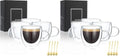 VENVENWEAVS Espresso Cups Set Of 4,Double Wall 5OZ Hand Blown coffee Shots Glass,Espresso Coffee Mugs In Gift Box,Perfect For Espresso,Latte,Cappuccinos,Tea Bag,Juice (Pack of 2) by PREMIUMGLASSWARE