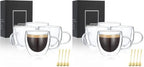 VENVENWEAVS Espresso Cups Set Of 4,Double Wall 5OZ Hand Blown coffee Shots Glass,Espresso Coffee Mugs In Gift Box,Perfect For Espresso,Latte,Cappuccinos,Tea Bag,Juice (Pack of 2) by PREMIUMGLASSWARE