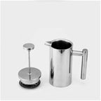 Double Wall Tea Maker Pot Large Capacity Espresso Coffee Machine French Press Coffee Maker Coffee Percolator Pot Stainless Steel - Image 4
