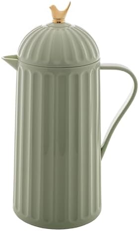 WOLFF - Bird Thermal Coffee Carafe - Hot or Cold Drinks, Plastic Exterior and Glass Insulation Lining Flask Coffee Dispenser, Thermal Bottle for Beverages, Tea and Water Pitcher- Mint Green, 34floz/1L by Wolff