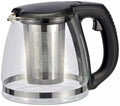 Glass Teapot Black Heat Resistant Infuser, with Stainless Steel 1100ml by ADOCARN