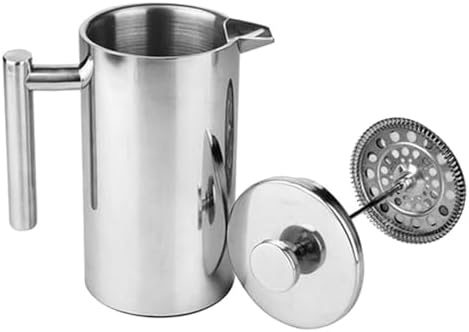 Stainless Steel French Press Coffee Maker with Double Insulated Walls - Hot Coffee for Longer - 1L Capacity - Great for Home or Camping - 500ml by Unknown