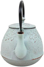 Ebros Gift Traditional Oriental Tetsubin Mint Green Leaves Design Cast Iron Teapot With Enameled Interior 32oz Asian Japanese Chinese Fusion Housewarming Tea Pot Accent - Image 3